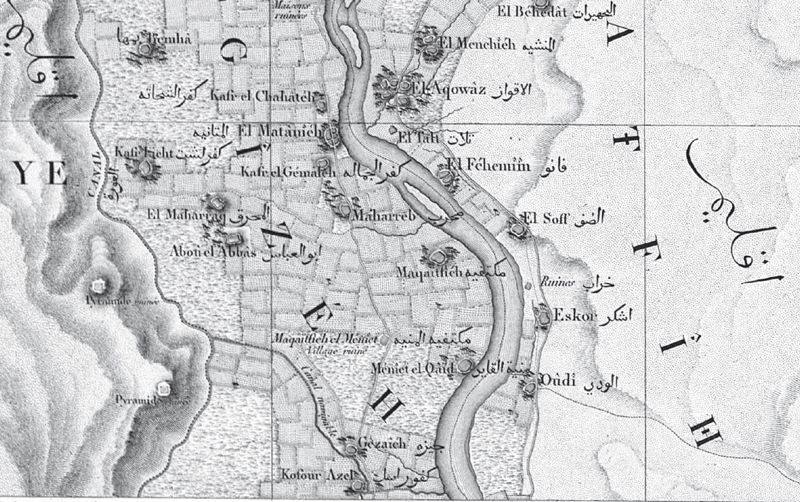 Région de Licht cartographiée par les géographes de la Description de l'Égypte (Atlas topographique, Feuille 21)